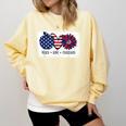 American Flag Teach Love Freedom Preschool Teacher 4th July Comfort Colors Sweatshirt Butter