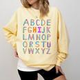 Back To School Kindergarten Alphabet ABC Teacher Women Kids Comfort Colors Sweatshirt Butter
