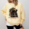All Booked For Christmas Christmas Book Tree For Teacher For Men Women Kids Comfort Colors Sweatshirt Butter