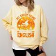 My Broom Broke So Now I Teach English Halloween Teacher Comfort Colors Sweatshirt Butter