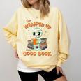 Cute Halloween Teacher Librarian Mummy Reading Books Comfort Colors Sweatshirt Butter Cute Halloween Teacher Librarian Mummy Reading Books Comfort Colors Sweatshirt Butter