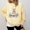 Cute Reading Bunny Glasses Books Bookworm Reader Teacher Comfort Colors Sweatshirt Butter