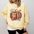 Fall Book Pumpkin Retro Reading Halloween Teacher Comfort Colors Sweatshirt Butter