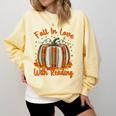Fall In Love With Reading Pumpkin Autumn Librarians Teacher Comfort Colors Sweatshirt Butter