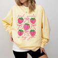 First Grade Is My Jam Strawberry First Grade Teacher Women Comfort Colors Sweatshirt Butter
