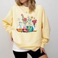Floral Beakers Chemistry Lab Teacher Comfort Colors Sweatshirt Butter