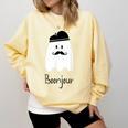 French Teacher Halloween Bonjour Ghost Comfort Colors Sweatshirt Butter