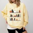 Halloween Library Ghost Books Teacher Spooky Trick Or Teach Comfort Colors Sweatshirt Butter