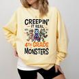 Halloween Teacher Creepin It Real With My 4th Grade Monsters Comfort Colors Sweatshirt Butter Halloween Teacher Creepin It Real With My 4th Grade Monsters Comfort Colors Sweatshirt Butter