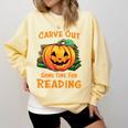 Halloween Teacher Librarian Pumpkin Reading Books Men Women Kids Comfort Colors Sweatshirt Butter Halloween Teacher Librarian Pumpkin Reading Books Men Women Kids Comfort Colors Sweatshirt Butter