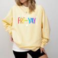Happy Fri-Yay Fri Yay Teacher Student Friday Weekend Comfort Colors Sweatshirt Butter