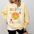 Happy Fri-Yay Groovy Teacher Friday Weekend Fri Yay Comfort Colors Sweatshirt Butter