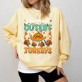 Humor I Teach The Cutest Turkeys Thanksgiving Teacher Comfort Colors Sweatshirt Butter