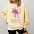 I'm Literally Just a Teacher Pencil Coquette Bow School Comfort Colors Sweatshirt Butter
