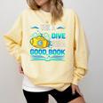 Librarian Teacher Dive Into A Good Book Reading Premium Tri-Blend Comfort Colors Sweatshirt Butter Librarian Teacher Dive Into A Good Book Reading Premium Tri-Blend Comfort Colors Sweatshirt Butter