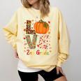 Love 2nd Grade Happy Fall Thanksgiving For 2nd Teacher For Men Women Girls Kids Comfort Colors Sweatshirt Butter