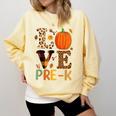 Love Pre-k Teacher Shirts Autumn Fall Pumpkin Fall Leopard Comfort Colors Sweatshirt Butter