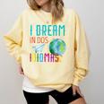 Multilingual Teacher In Dos Idiomas Linguist Language Comfort Colors Sweatshirt Butter