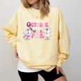 In October We Wear Pink Ballet Ghost Teacher Breast Cancer Comfort Colors Sweatshirt Butter