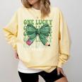 One Lucky Teacher Coquette Bow St Patricks Day Teacher Comfort Colors Sweatshirt Butter One Lucky Teacher Coquette Bow St Patricks Day Teacher Comfort Colors Sweatshirt Butter