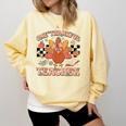 One Thankful Teacher Thanksgiving Retro Groovy Fall Teachers Comfort Colors Sweatshirt Butter