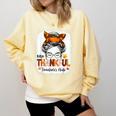 One Thankful Teacher's Aide Messy Bun Thanksgiving Fall Comfort Colors Sweatshirt Butter