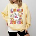 Read More Books Groovy Halloween Teacher Women Comfort Colors Sweatshirt Butter Read More Books Groovy Halloween Teacher Women Comfort Colors Sweatshirt Butter
