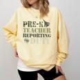 Retro Back To School Women Old Camo Pre-K Teacher Comfort Colors Sweatshirt Butter Retro Back To School Women Old Camo Pre-K Teacher Comfort Colors Sweatshirt Butter