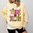 Retro Trick Or Teach Leopard Ghost Halloween Spooky Teacher Comfort Colors Sweatshirt Butter