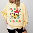 Santas Favorite Teacher Retro Groovy Smile Face Christmas Comfort Colors Sweatshirt Butter Santas Favorite Teacher Retro Groovy Smile Face Christmas Comfort Colors Sweatshirt Butter