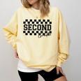 Second Grade Checkered Teacher 1st Day Back To School Women Comfort Colors Sweatshirt Butter