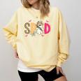 Sped Teacher Halloween Ghost Special Education Preppy Fall Comfort Colors Sweatshirt Butter