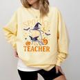 Spooky Teacher Halloween Cute Ghost Pumpkin Reading Women Comfort Colors Sweatshirt Butter