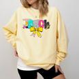 Teach Coquette Bow Teacher Back To School Happy First Day Comfort Colors Sweatshirt Butter Teach Coquette Bow Teacher Back To School Happy First Day Comfort Colors Sweatshirt Butter
