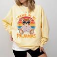 I Teach In My Pajamas Teacher Sunset Bear Retro Comfort Colors Sweatshirt Butter