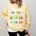 Teacher Besties Because Going Crazy Alone Is Not Fun Comfort Colors Sweatshirt Butter