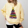 Teacher Crayon Christmas Tree Lights Student School Xmas Comfort Colors Sweatshirt Butter