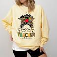 Teacher Life Messy Bun Glasses Leopard Sunflower Comfort Colors Sweatshirt Butter Teacher Life Messy Bun Glasses Leopard Sunflower Comfort Colors Sweatshirt Butter