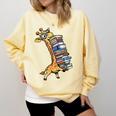 Teacher Shirt Giraffe Holding Books Bookworm Librarian Comfort Colors Sweatshirt Butter