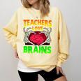 Teacher Teachers Love Brains Skeleton Hand Heart Halloween Comfort Colors Sweatshirt Butter Teacher Teachers Love Brains Skeleton Hand Heart Halloween Comfort Colors Sweatshirt Butter