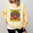 Thanksgiving I Teach Coolest Turkeys Teacher Fall Women Men Comfort Colors Sweatshirt Butter