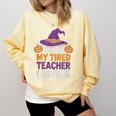 This Is My Tired Teacher Costume Halloween Premium Tri-Blend Comfort Colors Sweatshirt Butter This Is My Tired Teacher Costume Halloween Premium Tri-Blend Comfort Colors Sweatshirt Butter