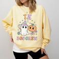 TK Boo Crew Retro Groovy Halloween Floral Ghost TK Teacher Men Women Kids Comfort Colors Sweatshirt Butter TK Boo Crew Retro Groovy Halloween Floral Ghost TK Teacher Men Women Kids Comfort Colors Sweatshirt Butter