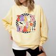 Trick Or Teach Retro Groovy Halloween Teacher Comfort Colors Sweatshirt Butter