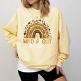 Wild About Reading Teacher Back To School Leopard Rainbow Comfort Colors Sweatshirt Butter