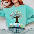 100 Days In The Books Reading Teacher 100th Day Of School Comfort Colors Sweatshirt Chalky Mint