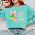 100 Days Of School Preppy 100th Day Of School Teachers Girls Comfort Colors Sweatshirt Chalky Mint