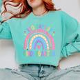 100th Day Of Kindergarten Teacher Kids 100 Days Smarter Comfort Colors Sweatshirt Chalky Mint
