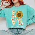 4th Grade Teacher Love Autumn Fall Sunflower Appreciation Comfort Colors Sweatshirt Chalky Mint
