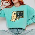 67 Teacher Halloween Skeleton Ghost Six Seven Meme Math Comfort Colors Sweatshirt Chalky Mint